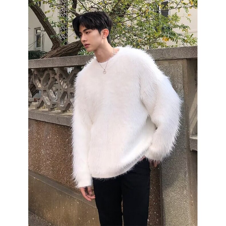 秋冬季加厚水貂毛半高领毛衣男士慵懒风宽松套头痞帅针织衫MV02，男装针织衫/毛衣，星座1116A（原606A-3）