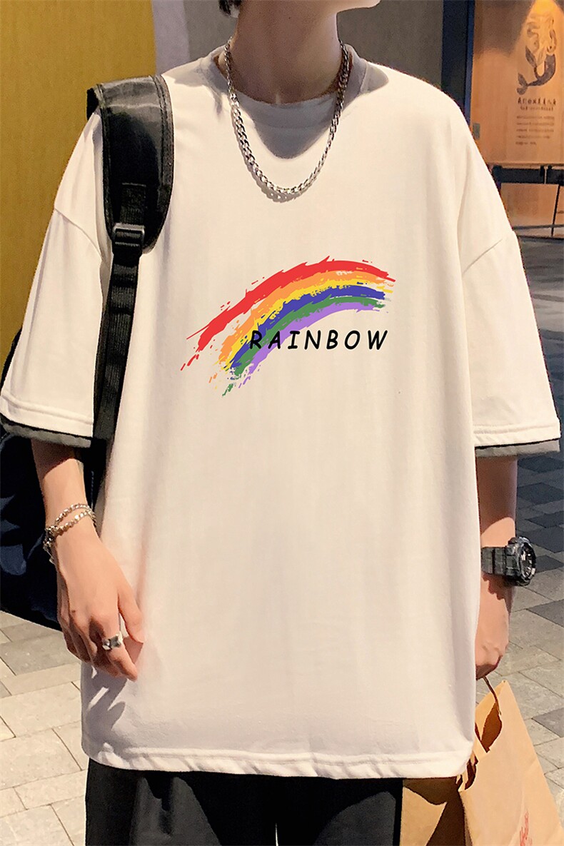 JT55064-P25假两件短袖t恤男大码胖子半袖体恤半截袖港风,男装T恤,电商A040