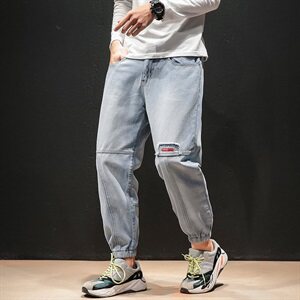 2021马切达日系秋季新款大码束脚宽松九分牛仔裤男K299-P50图片