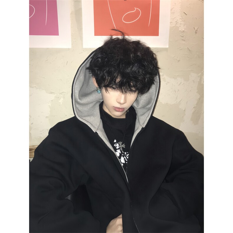 L02CC-特P60双拉链短款连帽开衫卫衣外套男,女装短外套,星座1007（原301D）