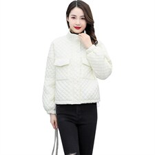 chic菱格棉服女2021年冬季新款棉衣棉袄ins潮韩版宽松短款，女装棉衣/棉服，笃写