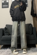 XZ213-NZBZ01-P60控78港风日系复古vibe潮流阔腿拖地牛仔裤男潮，男装牛仔裤，星座213