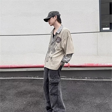 长袖打底针织衫男女秋新款假两件别致褶皱修身显瘦上衣PL116P70，男装T恤，星座1013-5