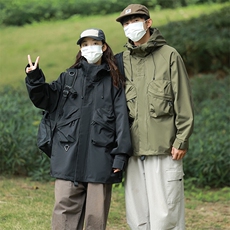 户外工装风口袋冲锋衣外套风衣男女连帽百搭休闲夹克2353-P70，男装夹克，星座1403A