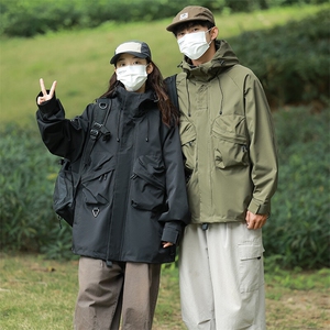 户外工装风口袋冲锋衣外套风衣男女连帽百搭休闲夹克2353-P70图片
