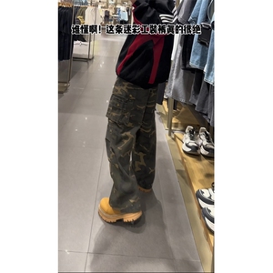 美式hiphop重磅迷彩工装裤男女宽松直筒显瘦休闲长裤潮GJ399 P65图片