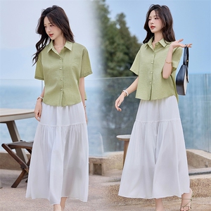 白色a字半身裙女2025夏装新款高腰超仙绝美垂坠感蕾丝边裙子图片