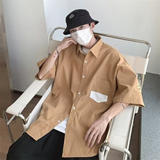 日系cityboy短袖衬衫男款夏季薄款宽松休闲百搭衬衣凉感港风上衣，男装T恤，星座1210-1