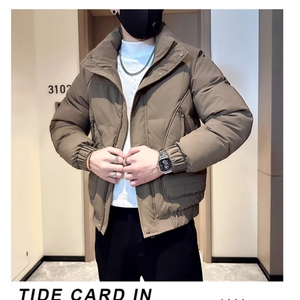 男士立领外套潮牌简约时尚棉衣新款春秋季衣服休闲工装夹克帅图片