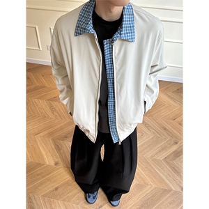假两件格子翻领哈林顿早秋穿搭潮牌棒球服短款外套,儿童穿搭10岁酷女图片