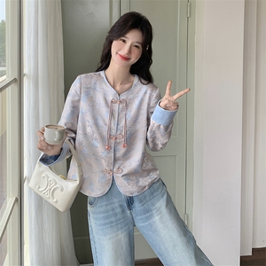 新中式提花短外套女2025春季新款今年流行超好看国风复古盘扣上衣图片