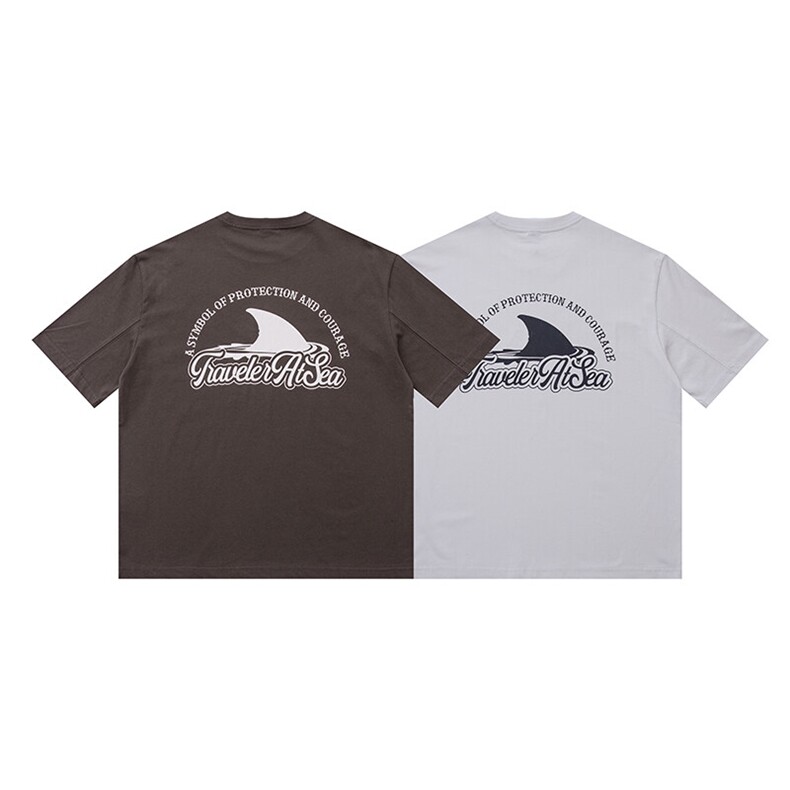 PL1227270克重磅美式鲨鱼印花T恤，男装T恤，电商基地S002
