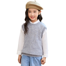 秋冬新款儿童羊毛马甲舒适百搭时尚圆领设计适合男女童穿着，童装马甲，伊绒腾羊绒