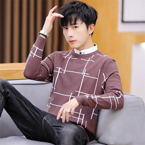 家乐6778秋季新款男士假两件毛衣男韩版修身休闲衬衫领针织衫图片
