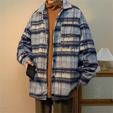 新款小香风毛呢外套男秋冬设计感潮牌宽松格子情侣夹克WJ355-P68，男装夹克，星座1008-1