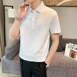 翻领短袖polo衫男潮牌夏季t恤韩版修身潮流T2025新款休闲体恤上衣,泰国版周冬雨穿衣搭配图片