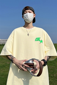 240G重磅美式印花纯棉大码宽松休闲短袖T恤 T333-P25控38图片