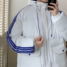 港风潮牌新款织带连帽棉服潮流保暖棉衣M086-P95控139，男装棉衣，星座717