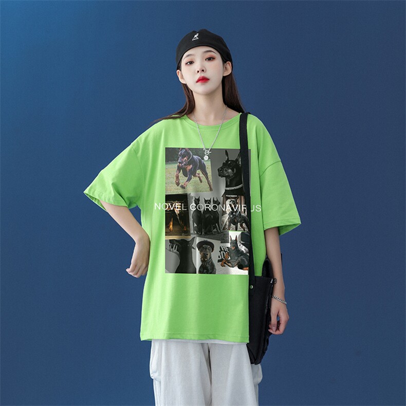 中性23夏季INS时尚潮流趣味拼图印花圆领短袖T恤套装T32P25控38,男装T恤,A247A