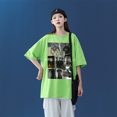 中性23夏季INS时尚潮流趣味拼图印花圆领短袖T恤套装T32P25控38，男装T恤，A247A