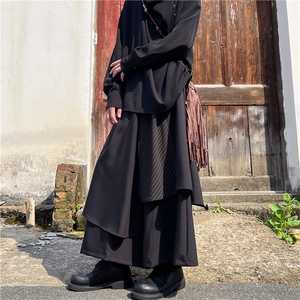 学院风男女裙裤2024骑士裙阔腿裤春夏垂感暗黑系设计感裙子XK5509图片