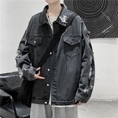 JK629-P70-限价98S-3XL现货破洞牛仔夹克外套大码，男装夹克，星座116