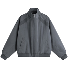 JK008平铺白底春装拼接工装立领夹克聚酯纤维(M-5XL)TP35，男装夹克，电商A088