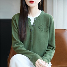 2025百搭时尚简约安迪绒凸点假两件开衫，女装针织衫/毛衣，暖娇绒包芯纱店