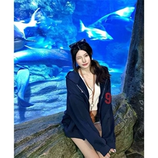 美式复古运动刺绣vibe连帽卫衣外套男春秋季宽松休闲简约帽衫，女装短外套，四季星座505