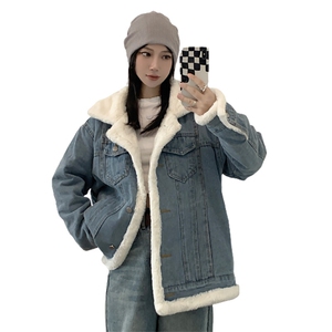 加绒加厚毛绒绒牛仔外套女冬季宽松bf风小个子百搭保暖NZ004-105图片