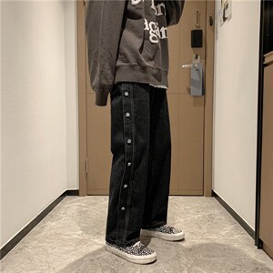 排扣牛仔裤男潮牌直筒宽松百搭ins韩版阔腿休闲老爹裤子K196-P40,男装牛仔裤,星座1008-2