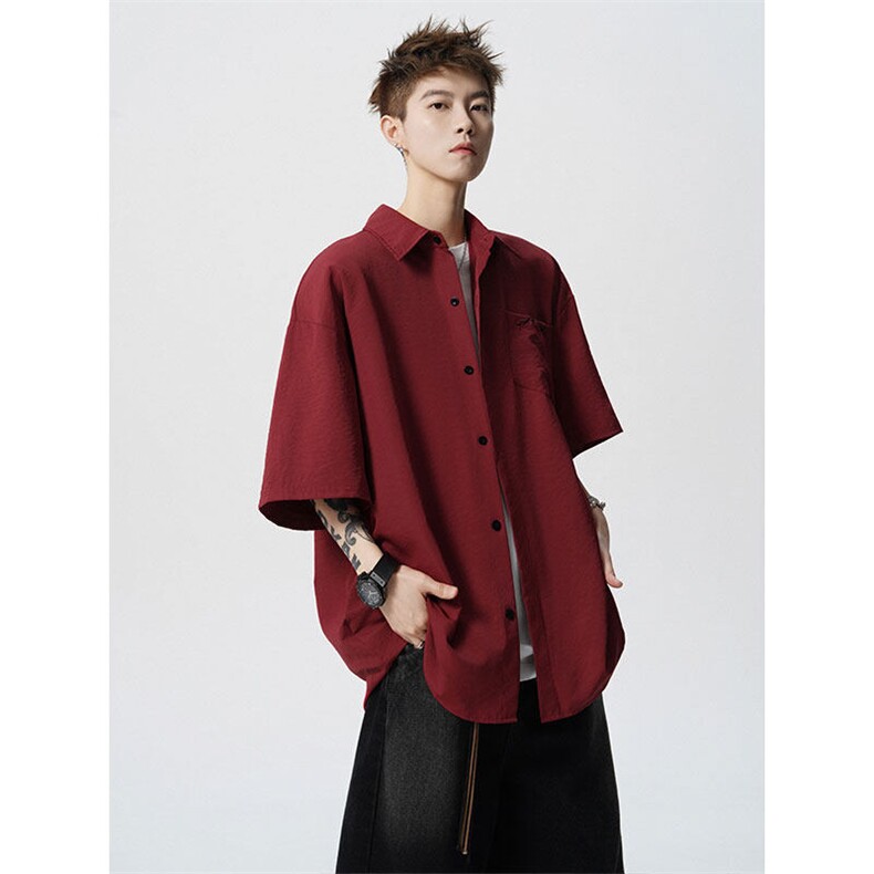 CS1143-特批25控49夏薄款冰丝面料大码短袖衬衫防晒透气外套，男装防晒衣，电商A059