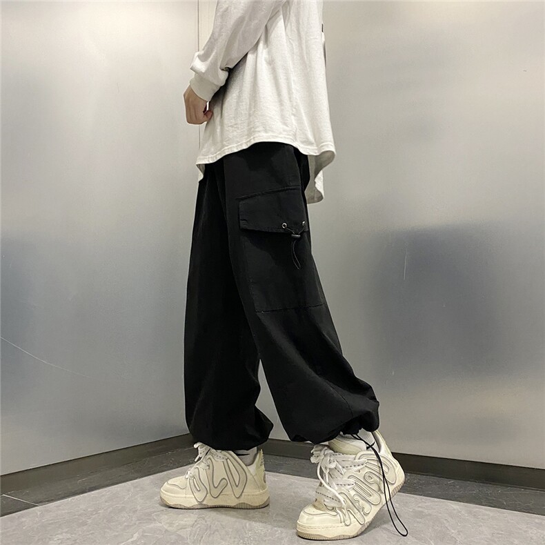 潮牌宽松直筒休闲长裤美式机能高街阔腿裤工装裤男K07142-P45图片