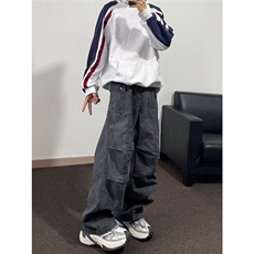 工装休闲裤男士韩版潮流高街帅大口袋褶皱2025冬季长裤K5914-P63，男装休闲裤，星座412-2
