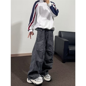 工装休闲裤男士韩版潮流高街帅大口袋褶皱2025冬季长裤K5914-P63图片