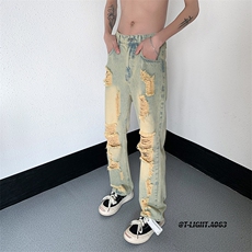 2023夏季美式高街破洞小众牛仔裤货号K725P55，男装牛仔裤，电商A063