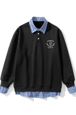 假两件大码M-5XL卫衣表面棉底部聚酯纤维78074P59控88，男装卫衣，星座227-7