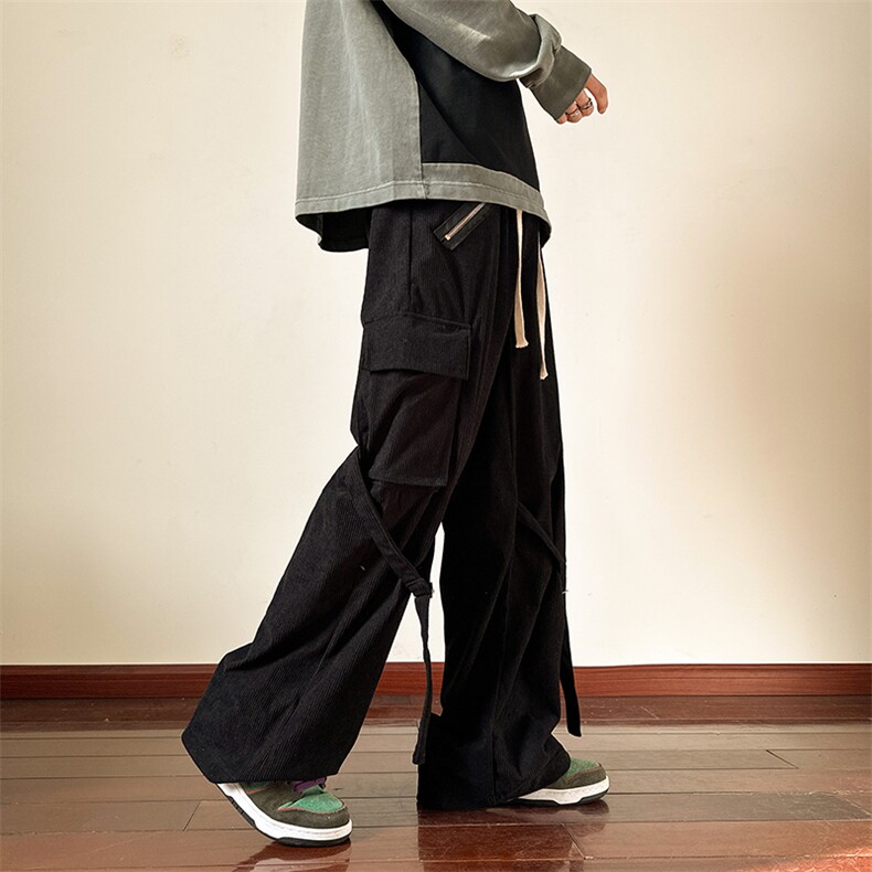美式街头hiphop裤子男ins欧美灯芯绒拉链工装裤休闲裤K0917-P43,男装休闲裤,星座308B-1