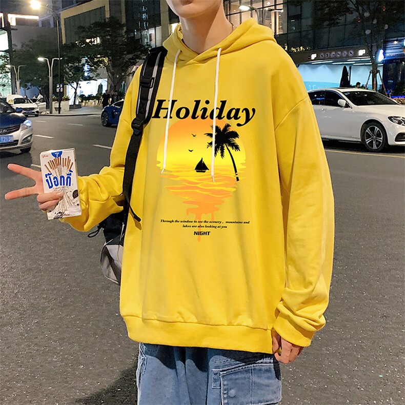 WY2266-P35纯棉连帽卫衣男大码运动帽衫宽松薄外套男,男装卫衣,电商A040