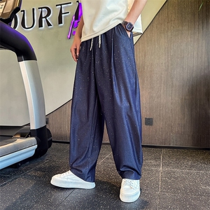 N2811-P98 夏季薄款冰丝牛仔裤男潮流宽松直筒满天星牛仔弯刀裤图片