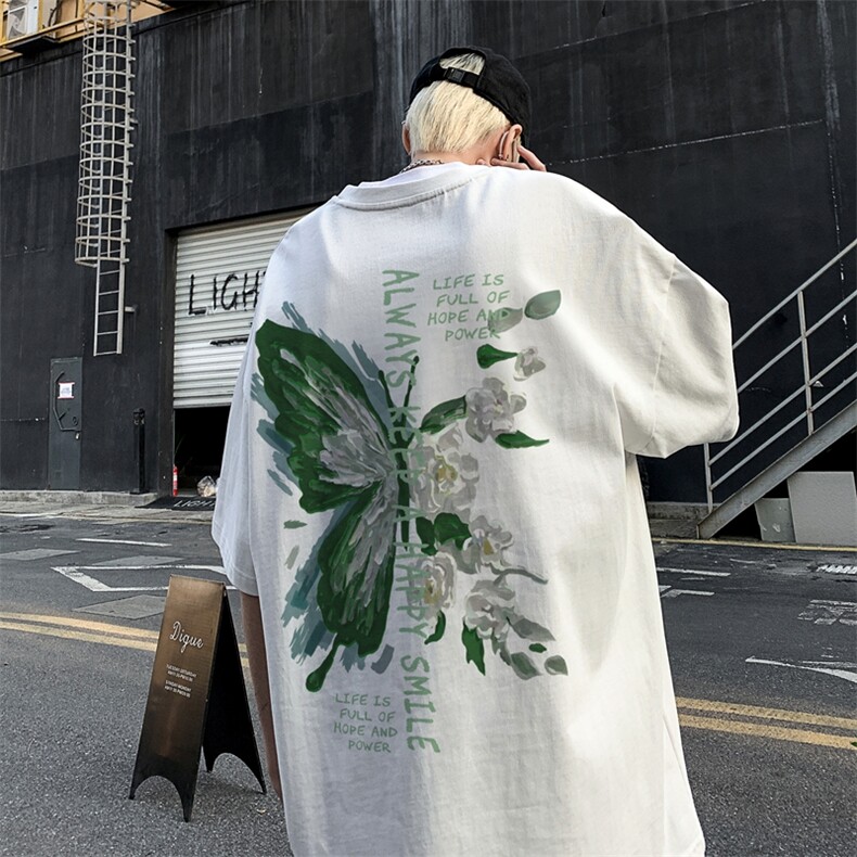 潮牌美式T恤短袖男款夏季薄款高街hiphop设计感小众纯棉情侣体恤,男装T恤,星座517A
