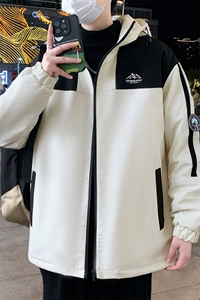 港风秋季男士夹克男宽松时尚连帽休闲夹克外套上衣J898-P53加绒63图片