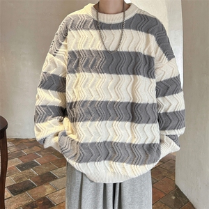 cityboy！条纹毛衣男士加厚麻花线衣男针织衫男XH03-P60图片