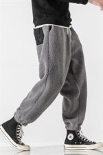 冬季中性港风日系大码羊羔毛裤加厚宽松休闲哈伦束脚裤K117/P70，男装休闲裤，电商A221A