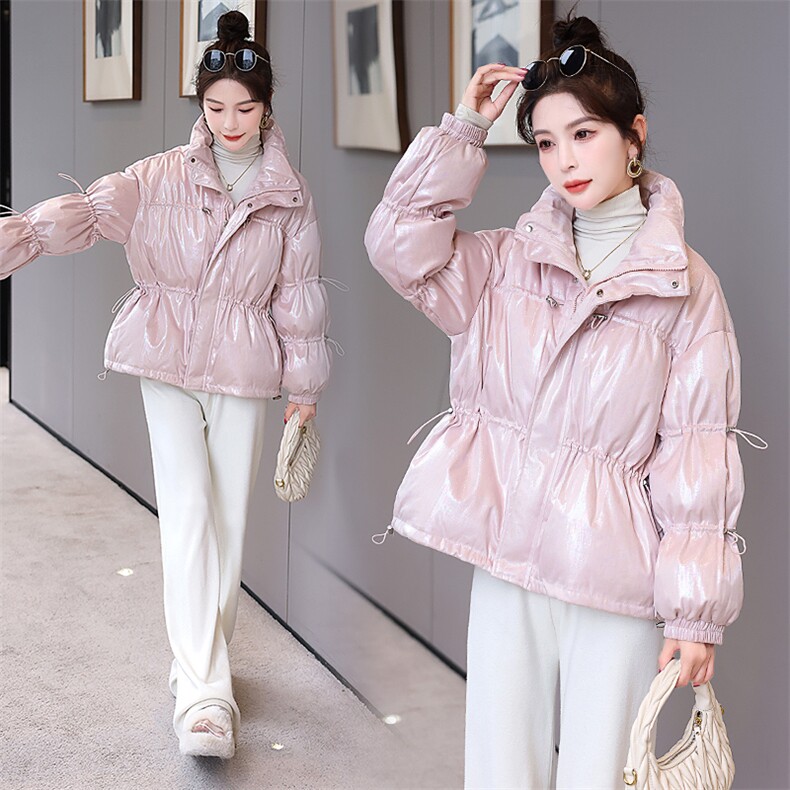 短羽绒服冬季女2024年新款泡芙感立领时尚宽松显瘦白鸭绒面包服,女装羽绒服,时尚俏佳人