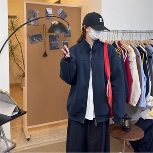 数据款重磅拼接立领开衫卫衣男女同款百搭运动长袖卫衣WY5818 P60图片