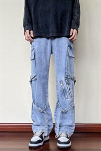 B221 秋冬新款美式ins高街小众休闲工装牛仔裤子LK22069-P75 控98图片