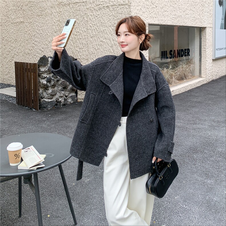 2025冬季新品爆版灰色人字纹双面呢大衣70毛2C375-2509-P275-K418,女装毛呢外套,2C375