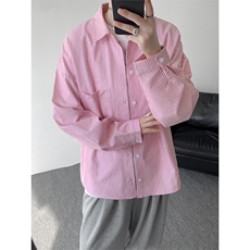 衬衫男秋季新款港风宽松大码条纹长袖衬衣CS801-特P29，男装衬衫，星座214-3