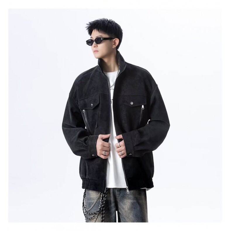 YJ061-P89cleanfit美式皮衣外套男春秋款潮牌立领麂皮绒夹克,男装皮衣,电商B323A